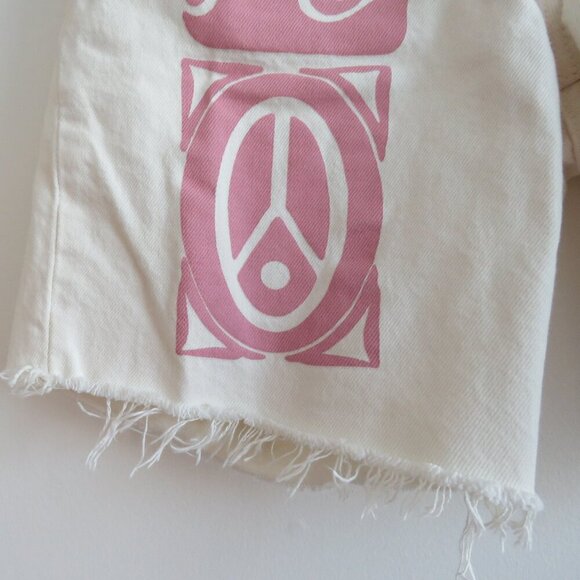 LEVI'S 501 90s Shorts Love Trip in Light White Stonewash Hippie Festival - Picture 8 of 14